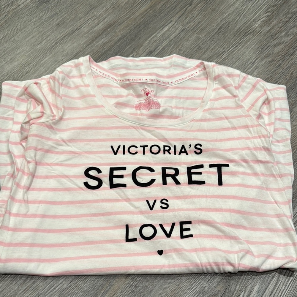Victoria's Secret Pink Striped Long-sleeved Night gown